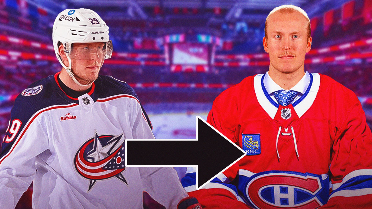 Patrik Laine in a Blue Jackets and Canadiens jersey