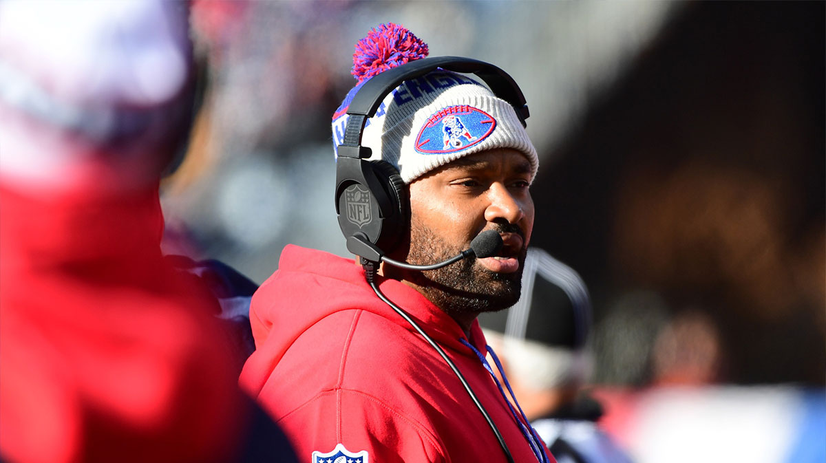New England Patriots head coach Jerod Mayo during the first half against the Indianapolis Colts at Gillette Stadium.