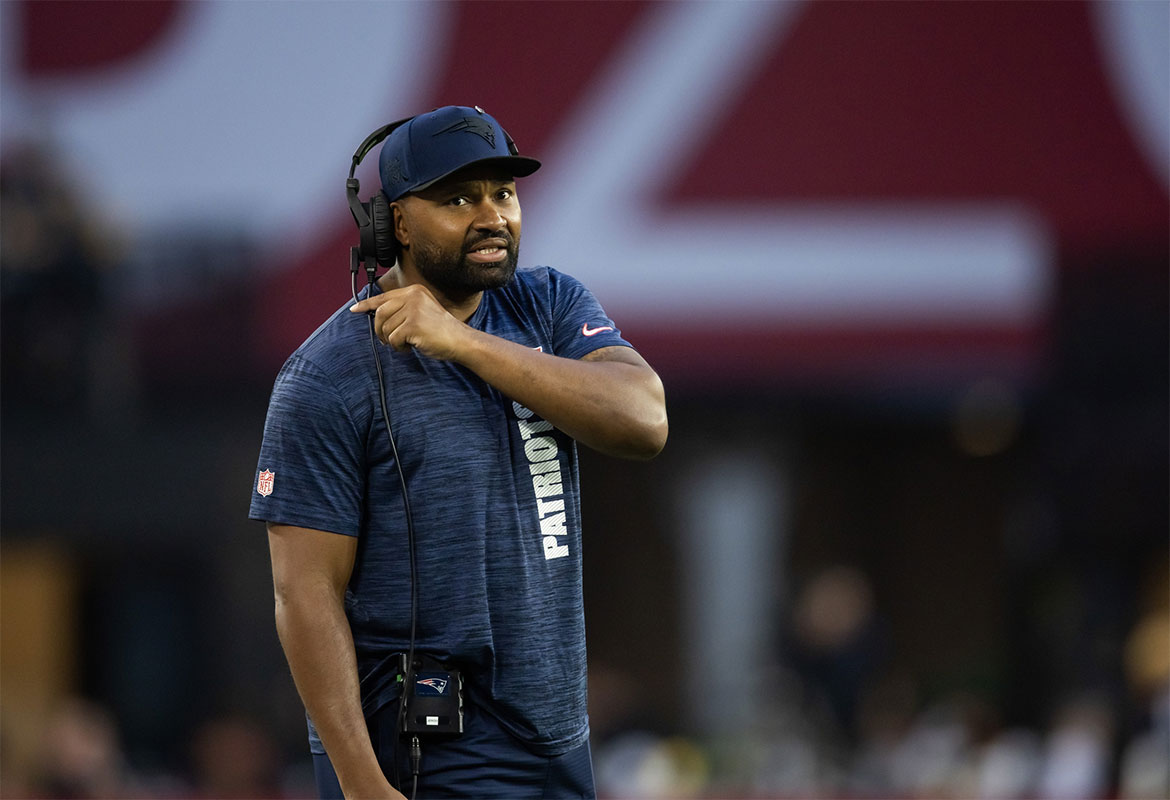 New England Patriots head coach Jerod Mayo against the Arizona Cardinals at State Farm Stadium.
