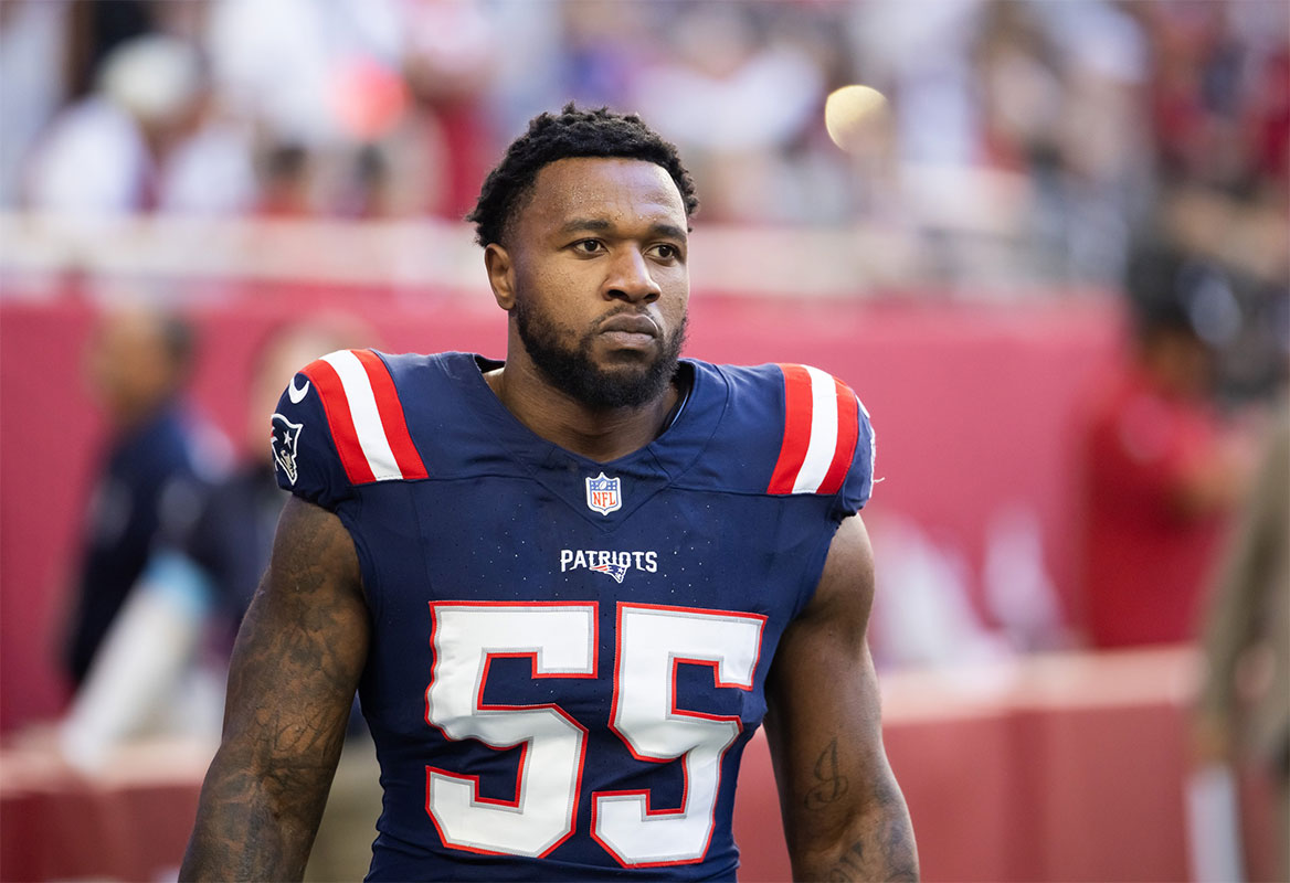 New England Patriots linebacker Yannick Ngakoue (55) against the Arizona Cardinals at State Farm Stadium.