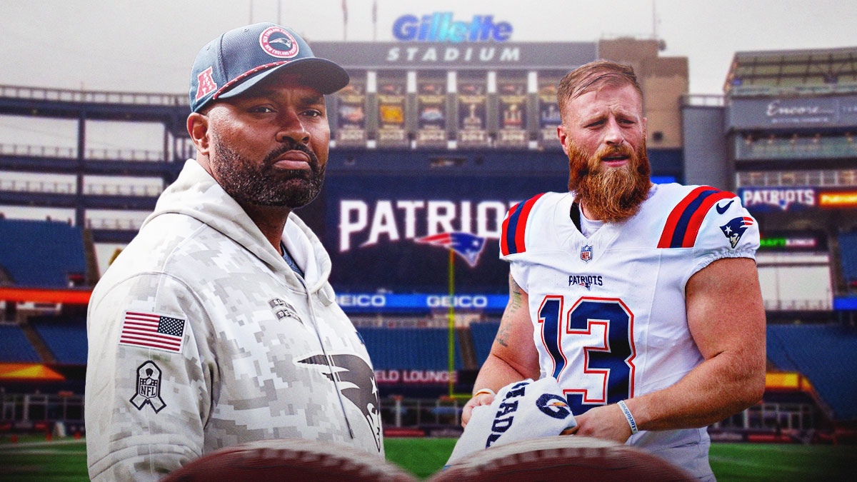 Patriots Jerod Mayo next to Joey Slye