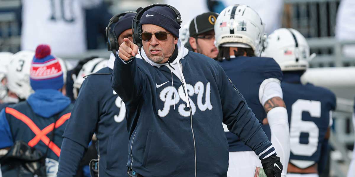 Penn State Nittany Lions head coach James Franklin reacts during the first half before beating SMU against the Southern Methodist Mustangs at Beaver Stadium