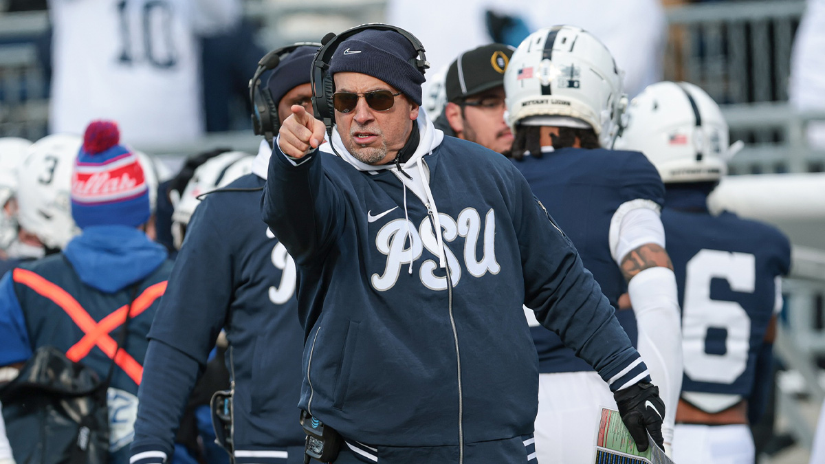 Penn State Nittany Lions head coach James Franklin reacts during the first half against the Southern Methodist Mustangs at Beaver Stadium.