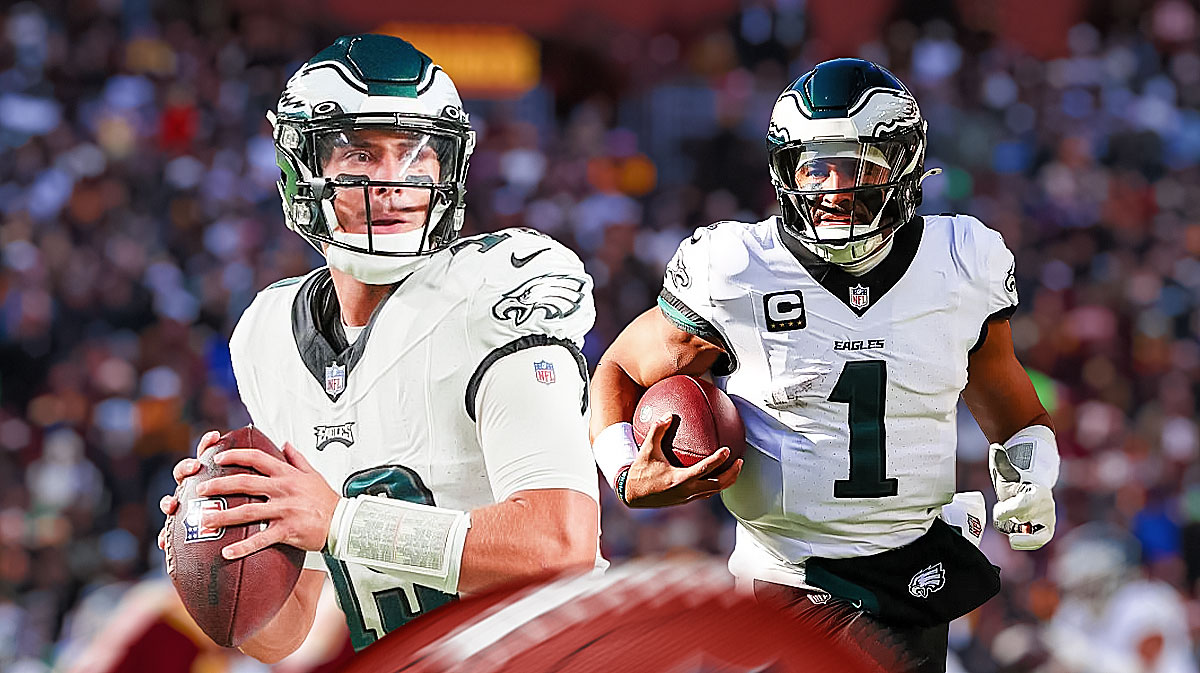 Ian Book photoshopped in an Eagles jersey and Jalen Hurts.