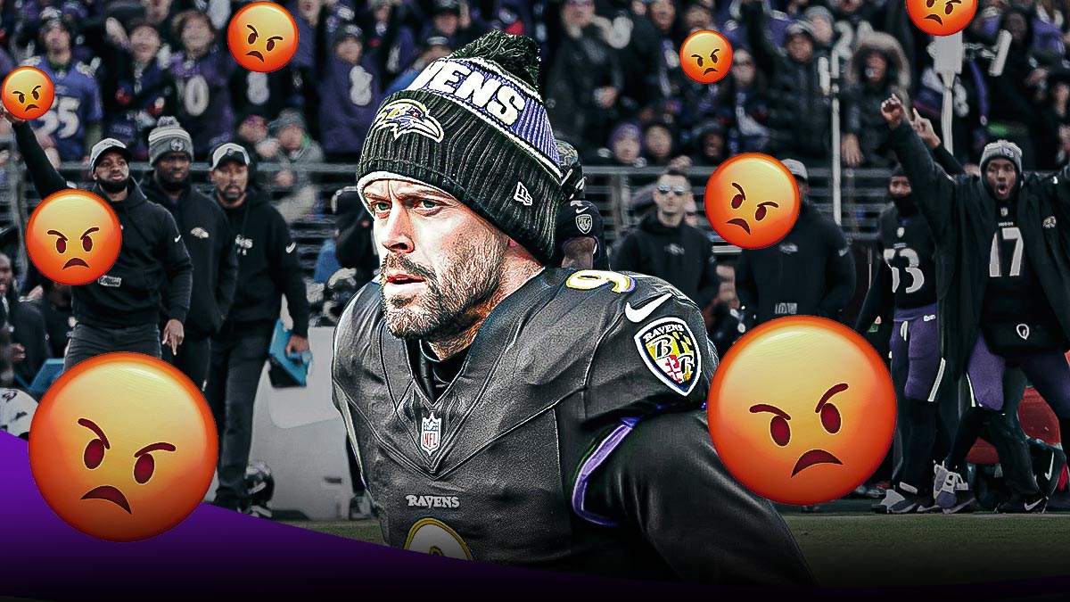 Justin Tucker, angry emojis around him.