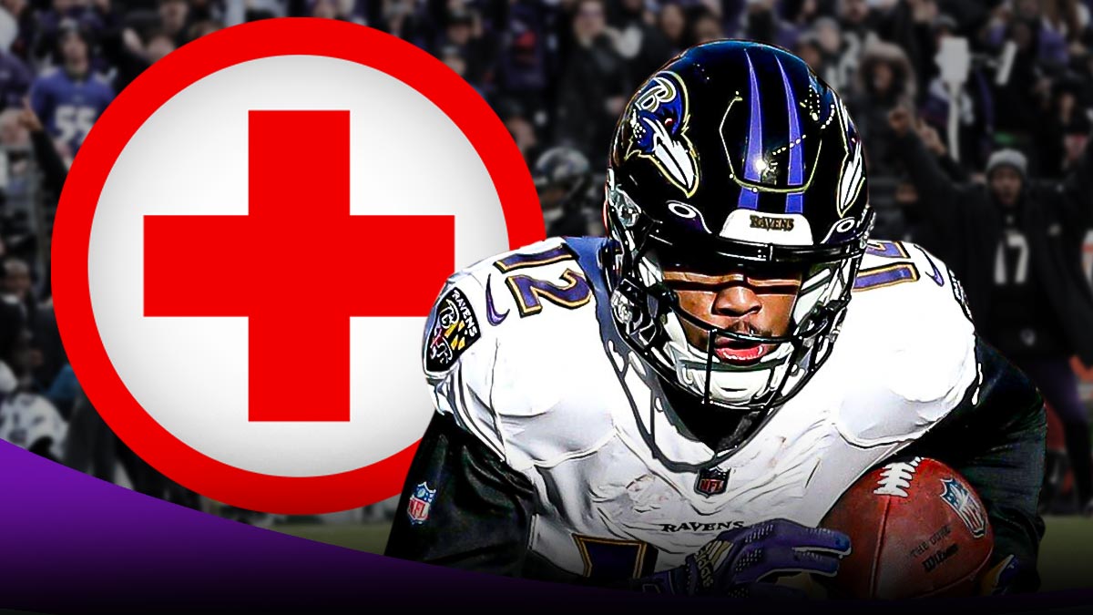 Rashod Bateman with a first aid kit