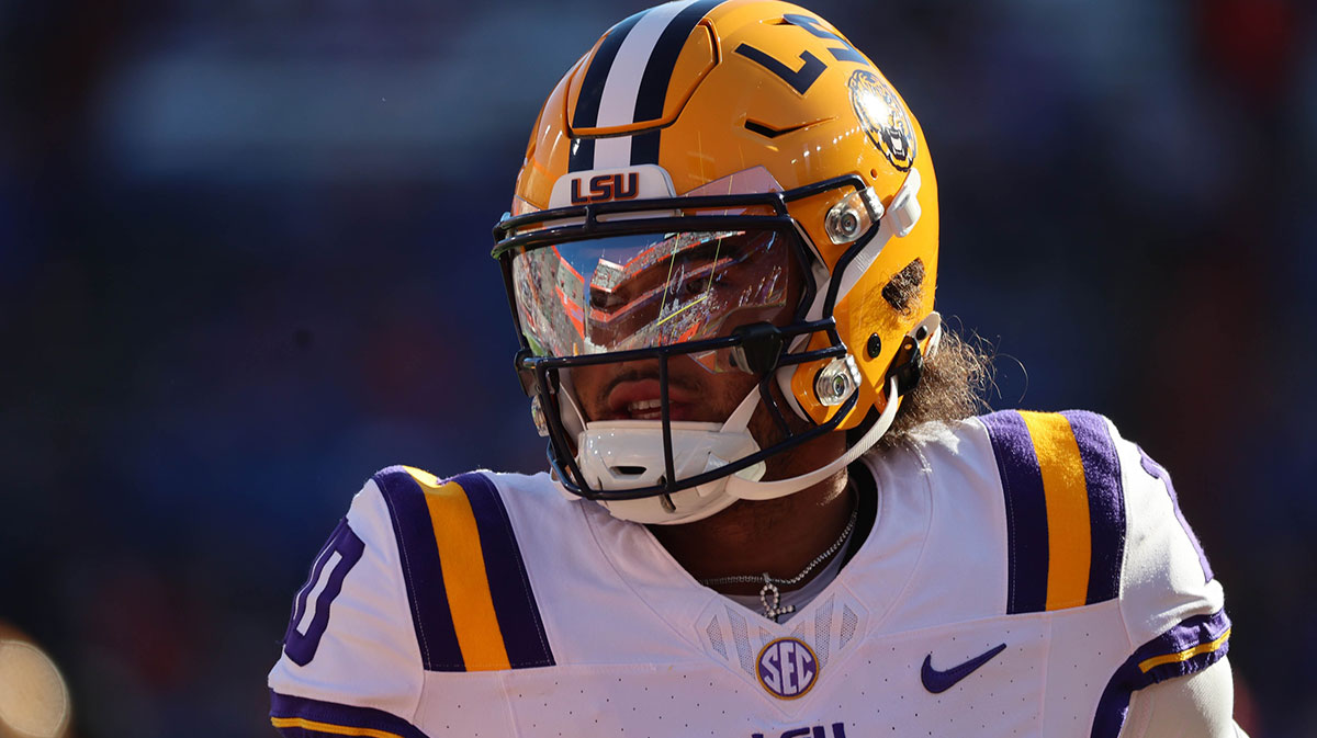 LSU Tigers quarterback Rickie Collins (10) looks on prior to the game against the Florida Gators at Ben Hill Griffin Stadium.