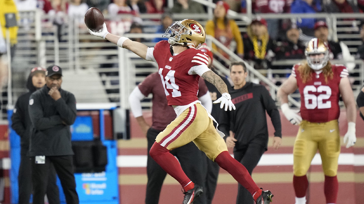 49ers' Ricky Pearsall makes circus catch in MNF showdown with Lions