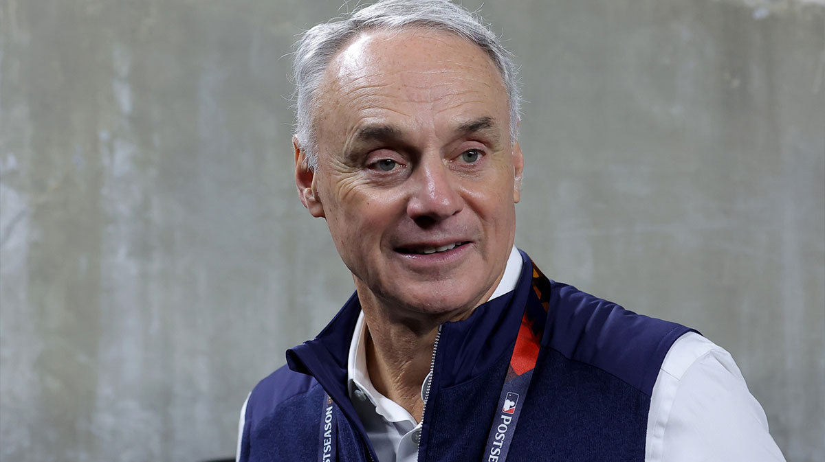 MLB commissioner Rob Manfred before game four of the 2024 MLB World Series between the Los Angeles Dodgers and New York Yankees at Yankee Stadium.