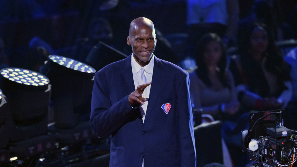 Robert Parish is honored during halftime during the 2022 NBA All-Star Game at Rocket Mortgage FieldHouse.