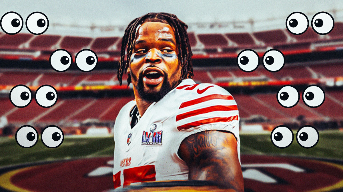 Dre Greenlaw with eyeball emojis around him