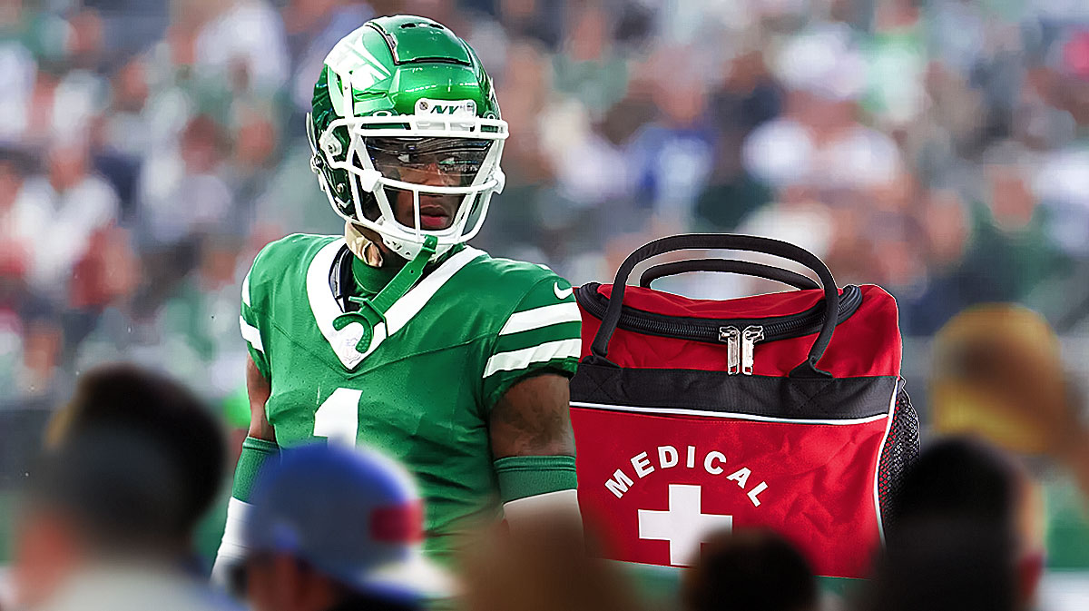 Sauce Gardner with a first-aid kit.