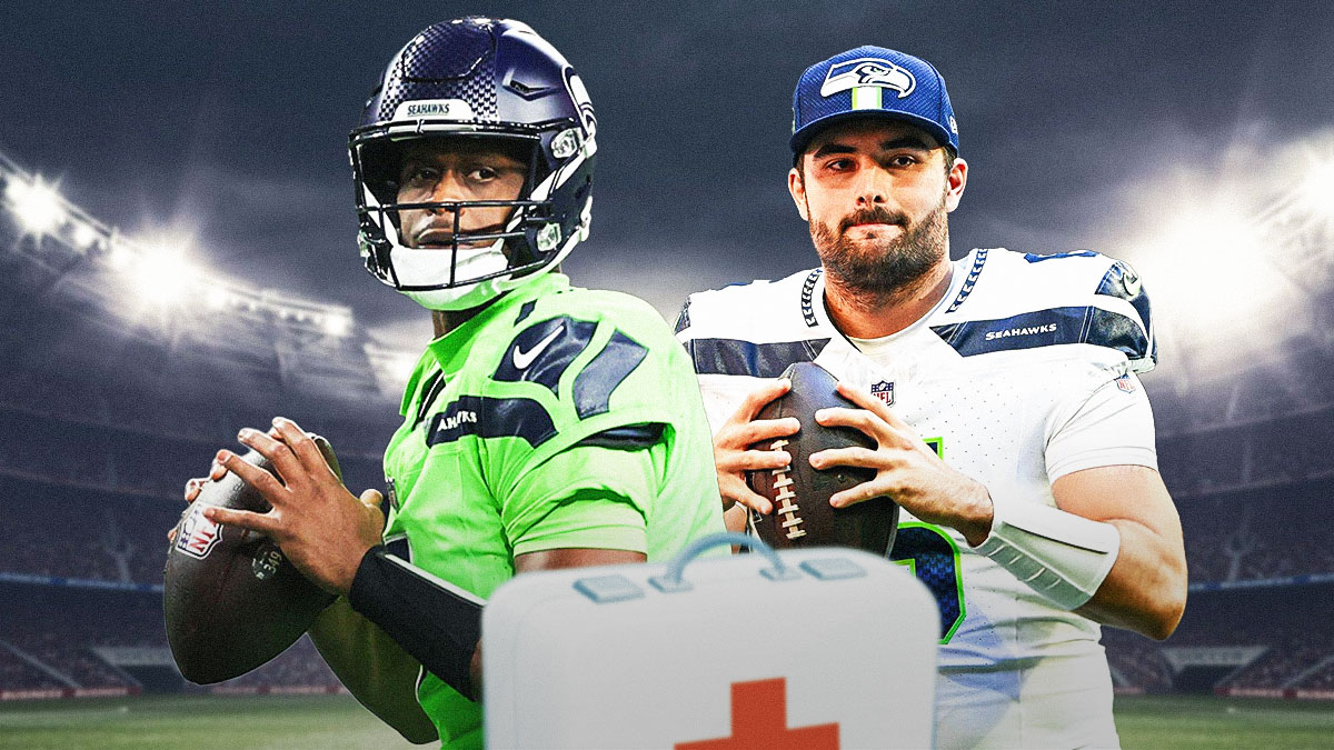 Smith with a first aid kit. Sam Howell in a Seahawks uniform.