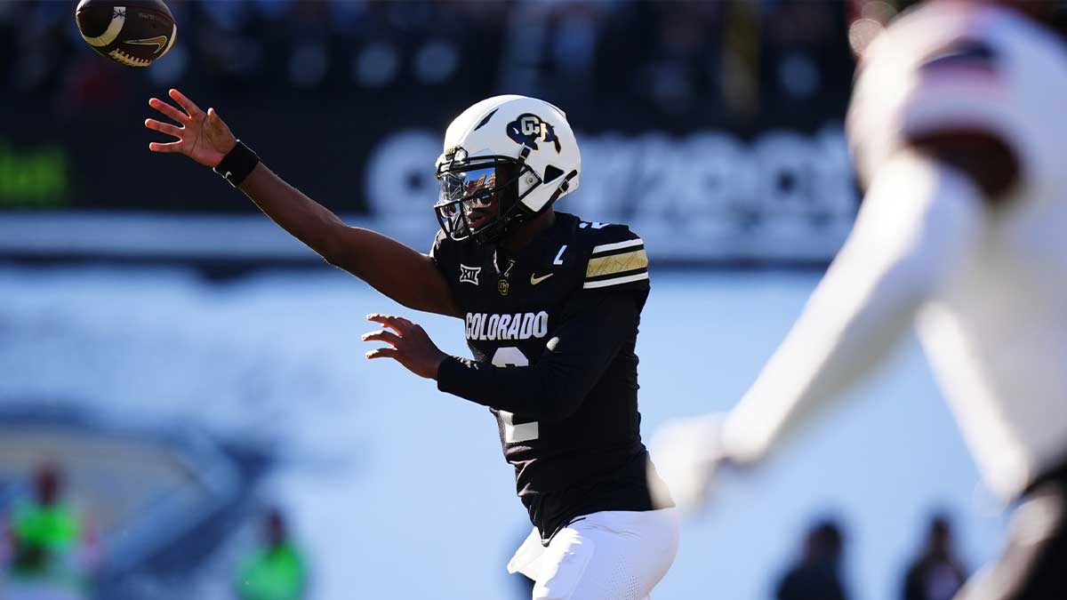 Nov 29, 2024; Boulder, Colorado, USA; Colorado Buffaloes quarterback Shedeur Sanders (2) passes the ball in the first quarter against the Oklahoma State Cowboys at Folsom Field.
