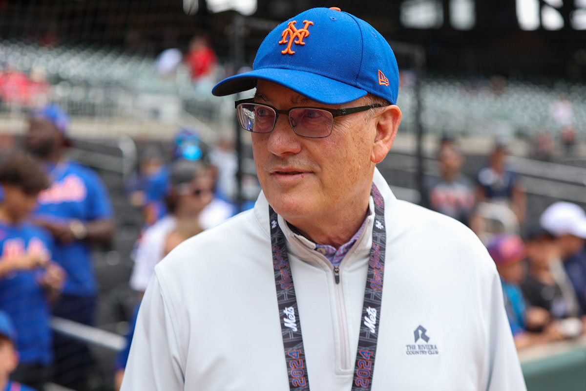 New York Mets owner Steve Cohen on the field before a game against the Atlanta Braves at Truist Park.