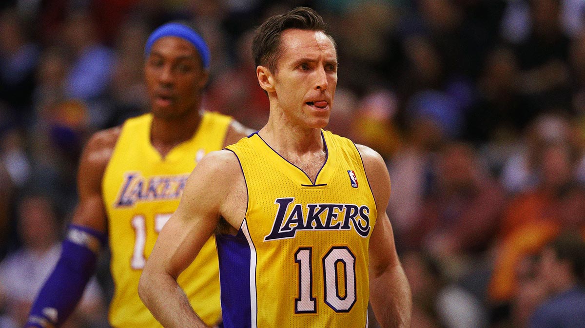 Los Angeles Lakers guard Steve Nash (10) and center Dwight Howard against the Phoenix Suns at the US Airways Center. 