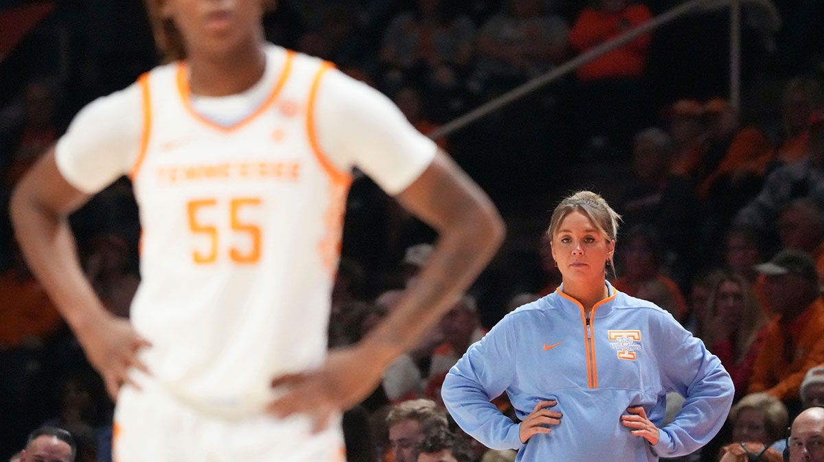 Tennessee basketball coach Kim Caldwell during the NCAA college basketball game against North Carolina Central.