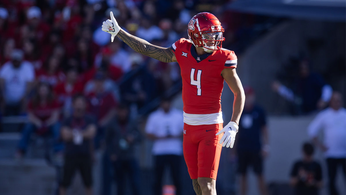 Arizona Wildcats wide receiver Tetairoa McMillan (4) against the Arizona State Sun Devils during the Territorial Cup at Arizona Stadium.