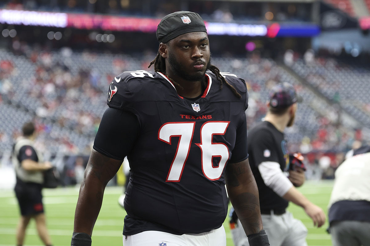 Houston Texans guard Kenyon Green (76) during the game against the Jacksonville Jaguars at NRG Stadium.