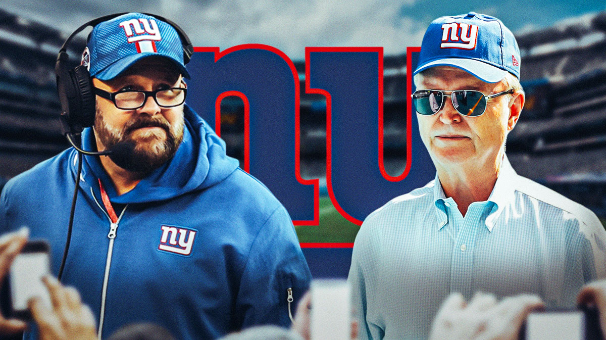 Giants Brian Daboll and John Mara looking serious
