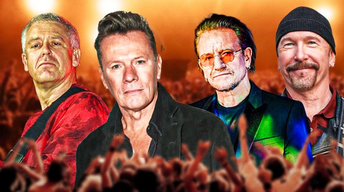 U2 members Adam Clayton, Larry Mullen Jr, Bono, and The Edge whose next tour may be in 2026.