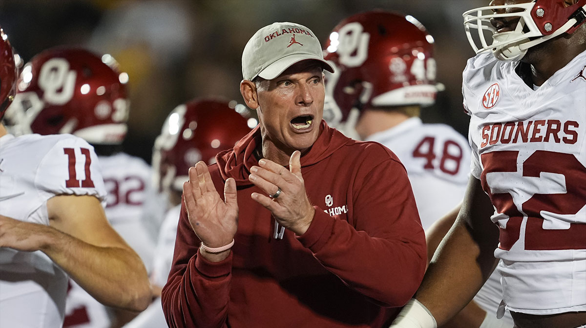 Oklahoma Sooners head coach Brent Venables reacts prior to a game against the Missouri Tigers at Faurot Field at Memorial Stadium.