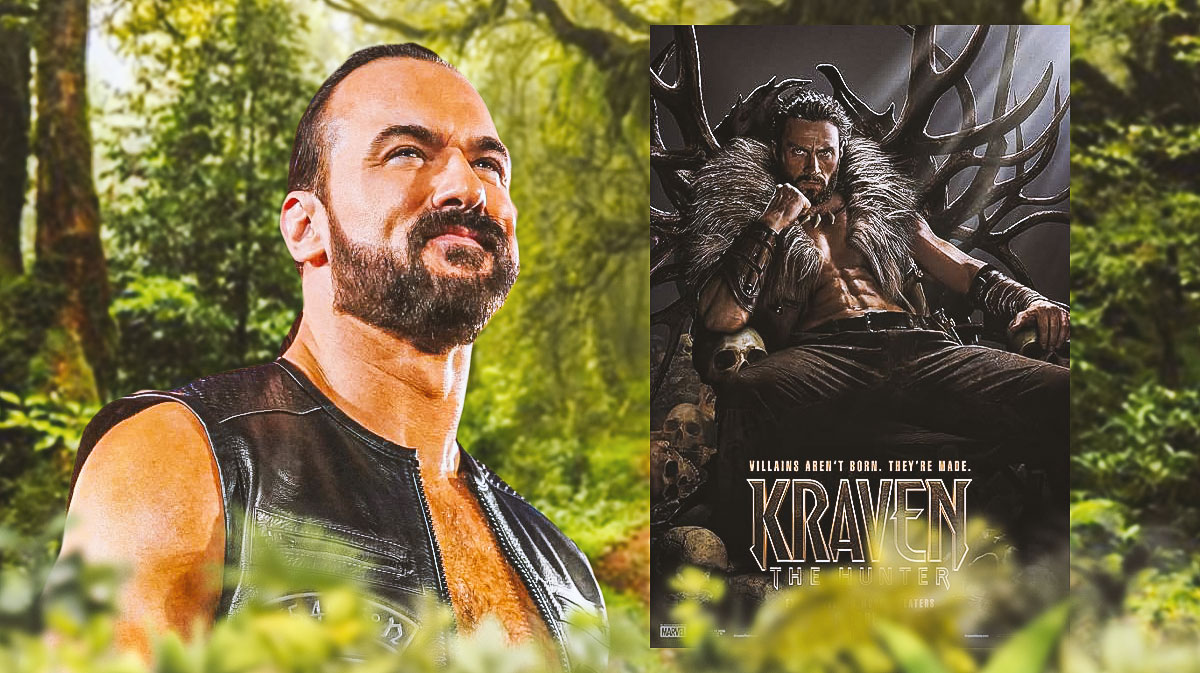 WWE star Drew McIntyre and Kraven the Hunter poster with jungle background.