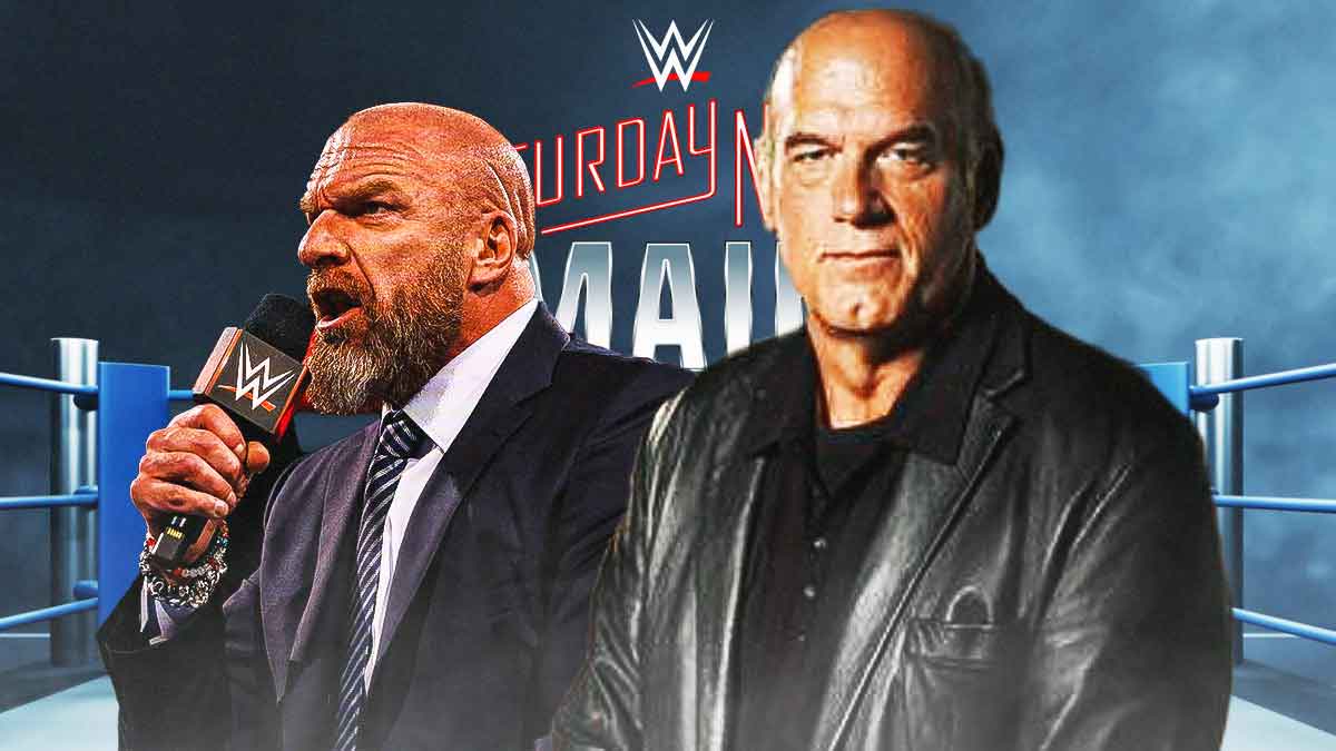 Jesse Ventura next to 2024 Triple H with the Saturday Night's Main Event logo as the background.
