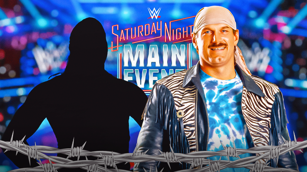 The blacked-out silhouette of Rob VanDam next to Jesse Ventura in front of the Saturday Night’s Main Event logo