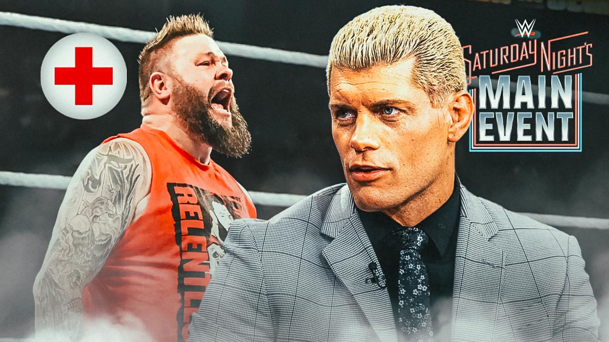 WWE stars Kevin Owens and Cody Rhodes, who suffered an injury at Saturday Night's Main Event at the hands of the Prizefighter.