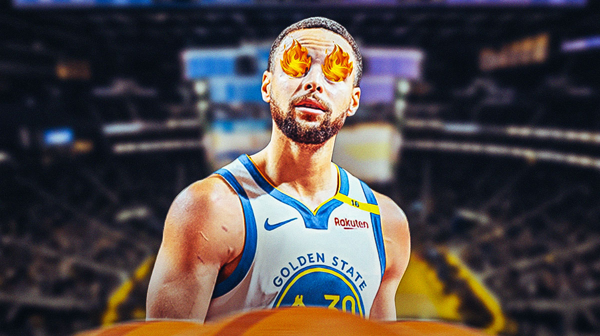Photo: Stephen Curry with fire in his eyes in Warriors jersey
