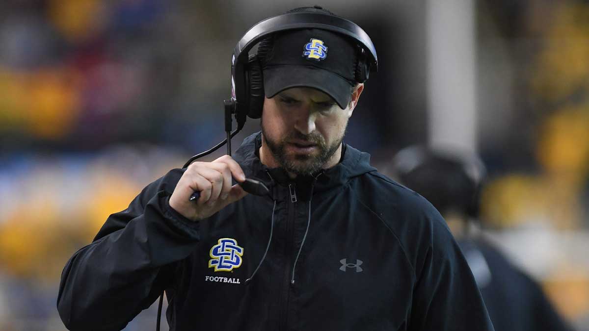 South Dakota State Jackrabbits head coach Jimmy Rogers on the sidelines during the semi-final game against North Dakota State Bison on Saturday, Dec. 21, 2024, at Fargodome in Fargo, Nouth Dakota.