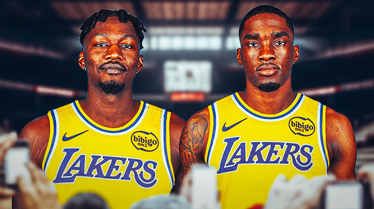 Dorian Finney-Smith and Shake Milton in Lakers jerseys.
