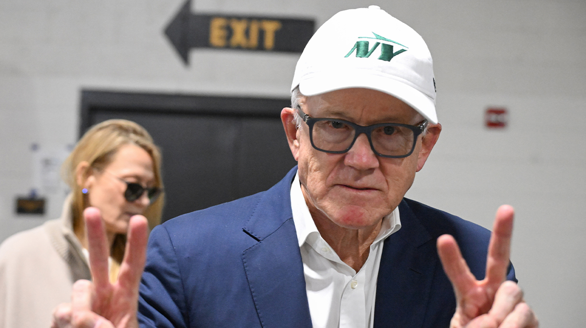 New York Jets owner Woody Johnson arrives for a game against the Pittsburgh Steelers at Acrisure Stadium.