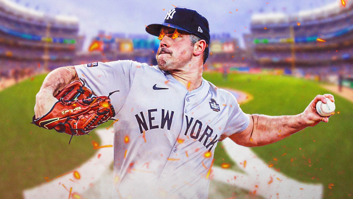 Photo: Carlos Rodon in action in Yankees jersey with fire in his eyes