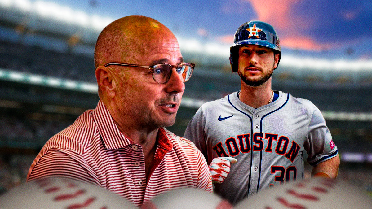 New York Yankees general manager Brian Cashman and former Houston Astros and current Chicago Cubs player Kyle Tucker