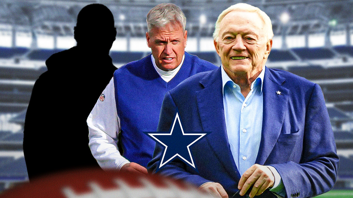 Anthony Lynn as a silhouette. Rex Ryan. Jerry Jones. Cowboys logo.