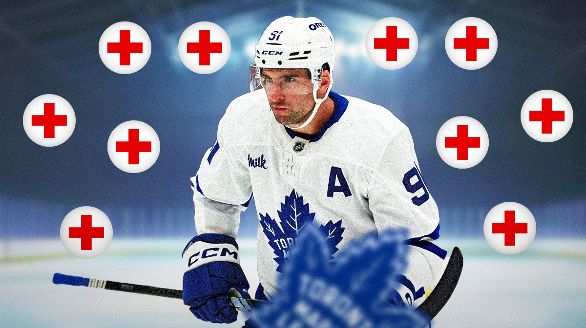 John Tavares surrounded by injury emojis