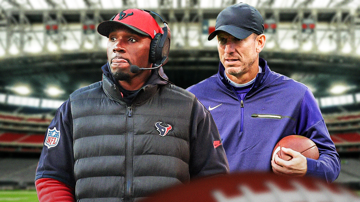 Nick Caserio's Texans head coach DeMeco Ryans and Texans offensive line coach Chris Strausser ahead of the 2025 NFL offseason