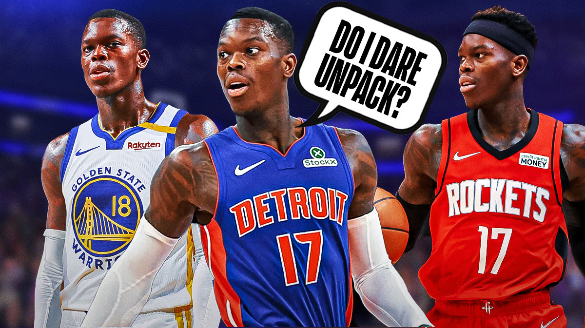 Dennis Schroder playing for the Warriors, Pistons, and Rockets.