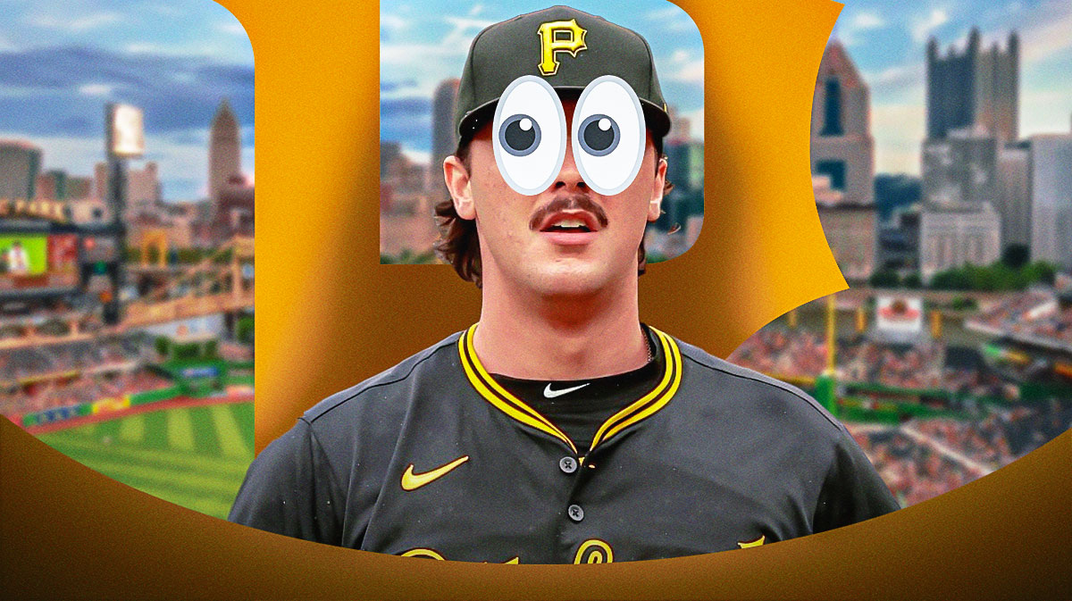 Pirates Paul Skenes with emojis in his eyes