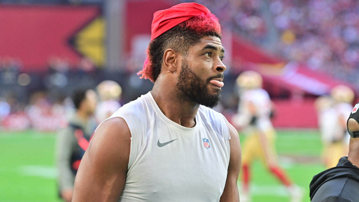 San Francisco 49ers wide receiver Jauan Jennings (15) is ejected in the first half against the Arizona Cardinals at State Farm Stadium.