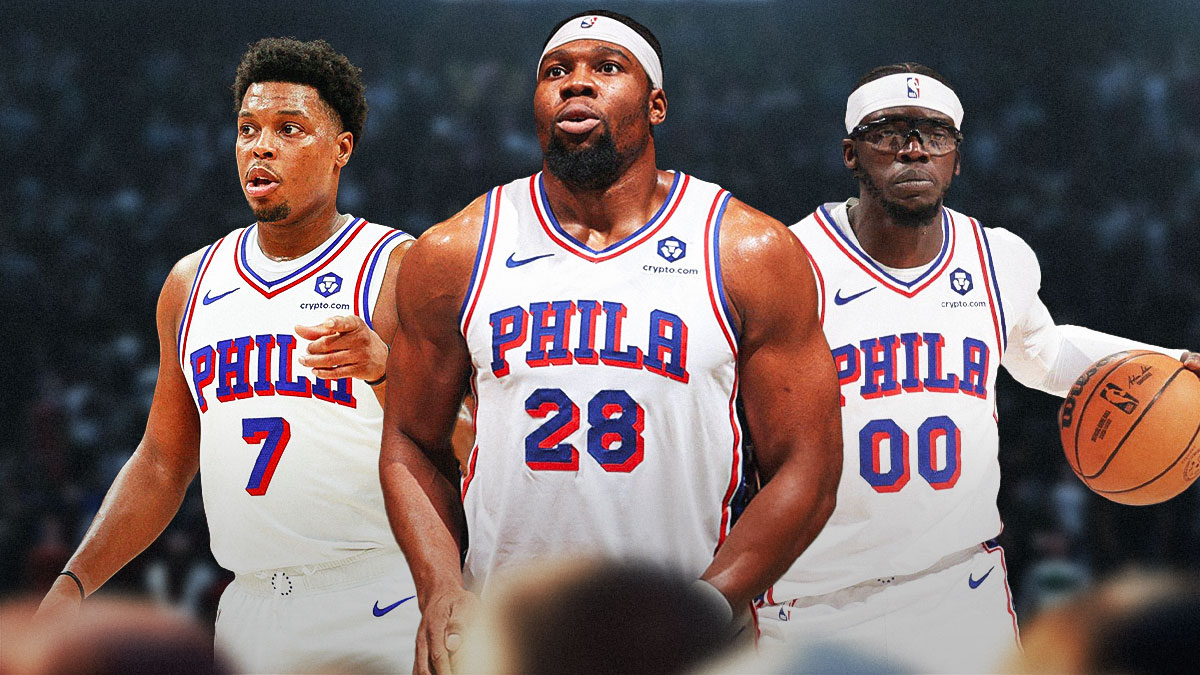 76ers' Kyle Lowry, Guerschon Yabusele and Reggie Jackson