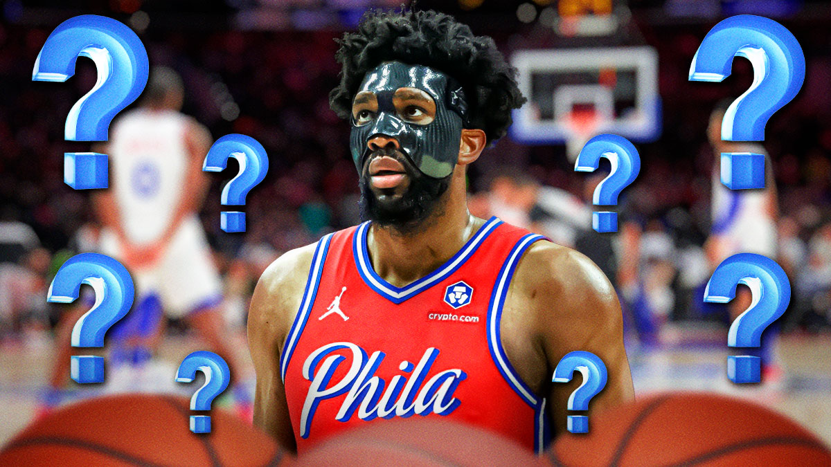 76ers' Joel Embiid surrounded by question marks