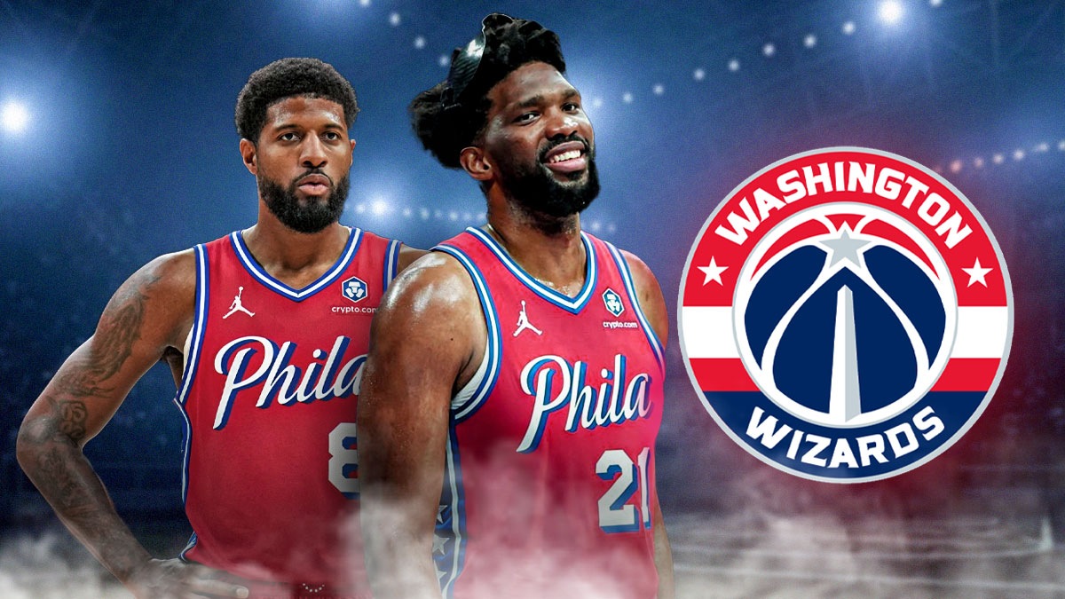76ers stars Paul George and Joel Embiid, Wizards