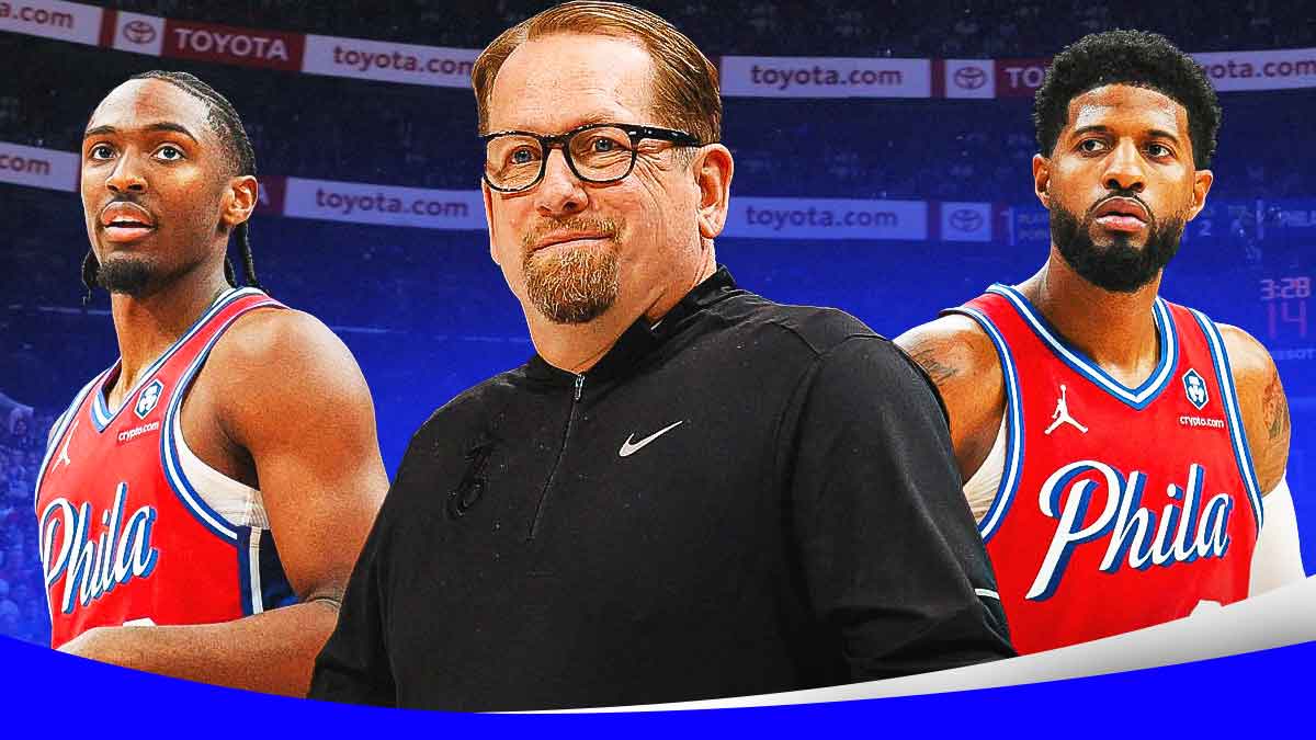 76ers' Tyrese Maxey, Nick Nurse and Paul George