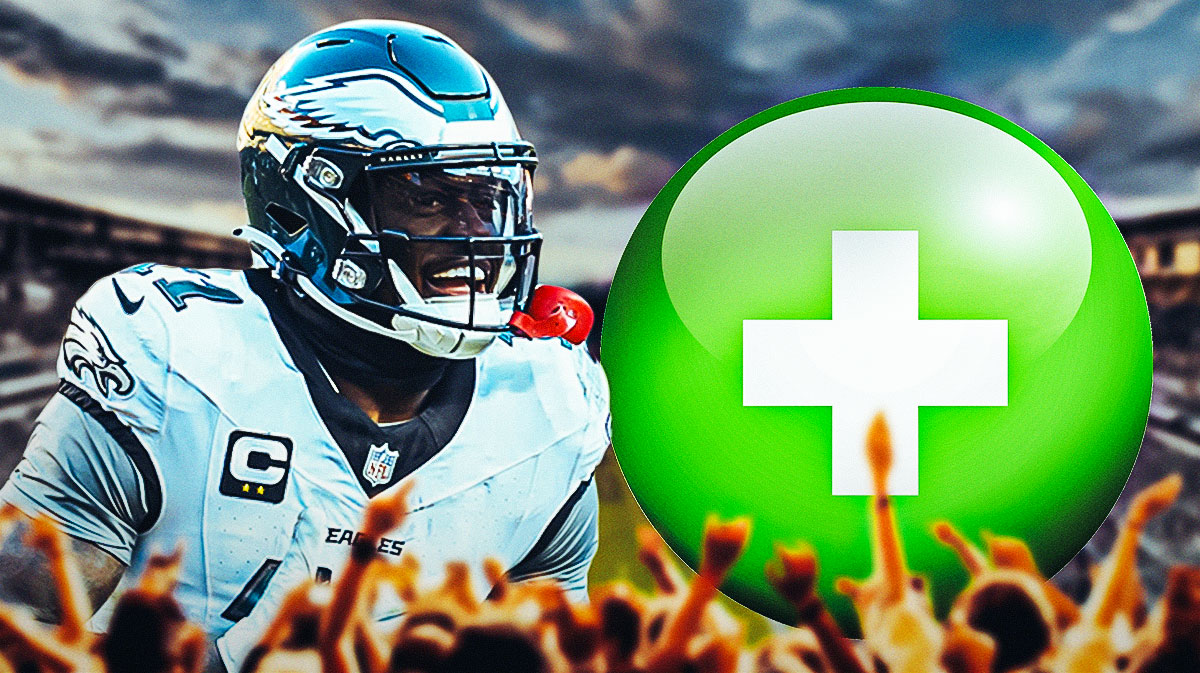 Eagles AJ Brown with green medical cross