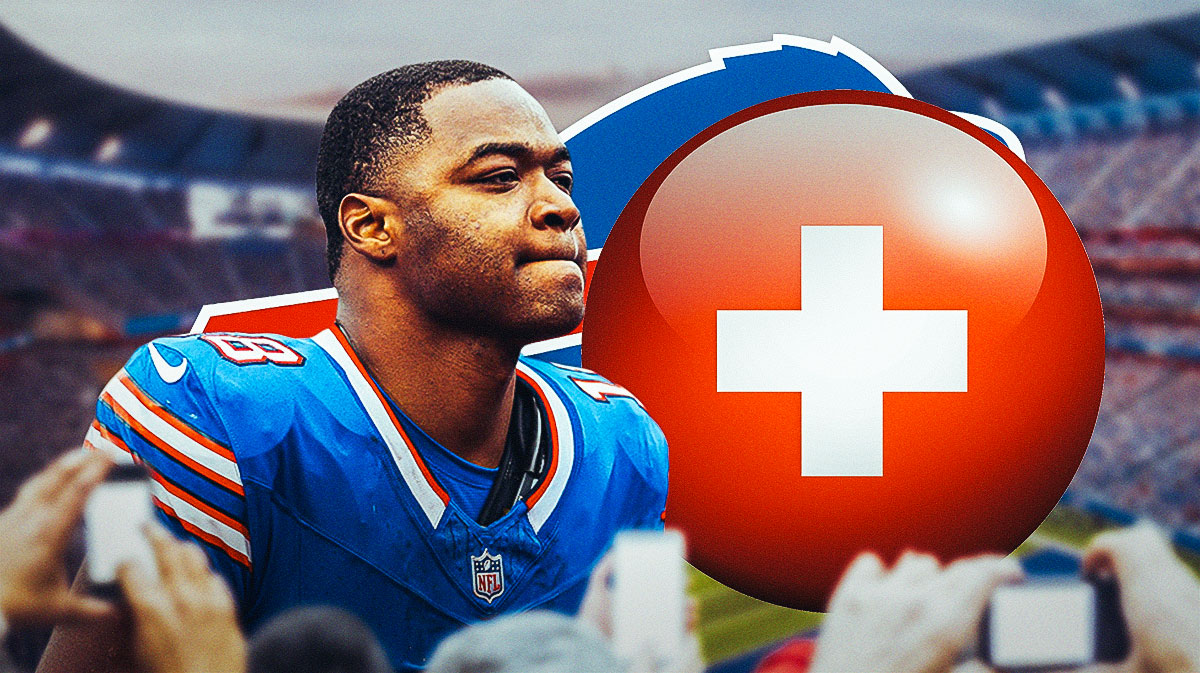 Buffalo Bills WR Amari Cooper with an injury symbol. There is also a logo for the Buffalo Bills.