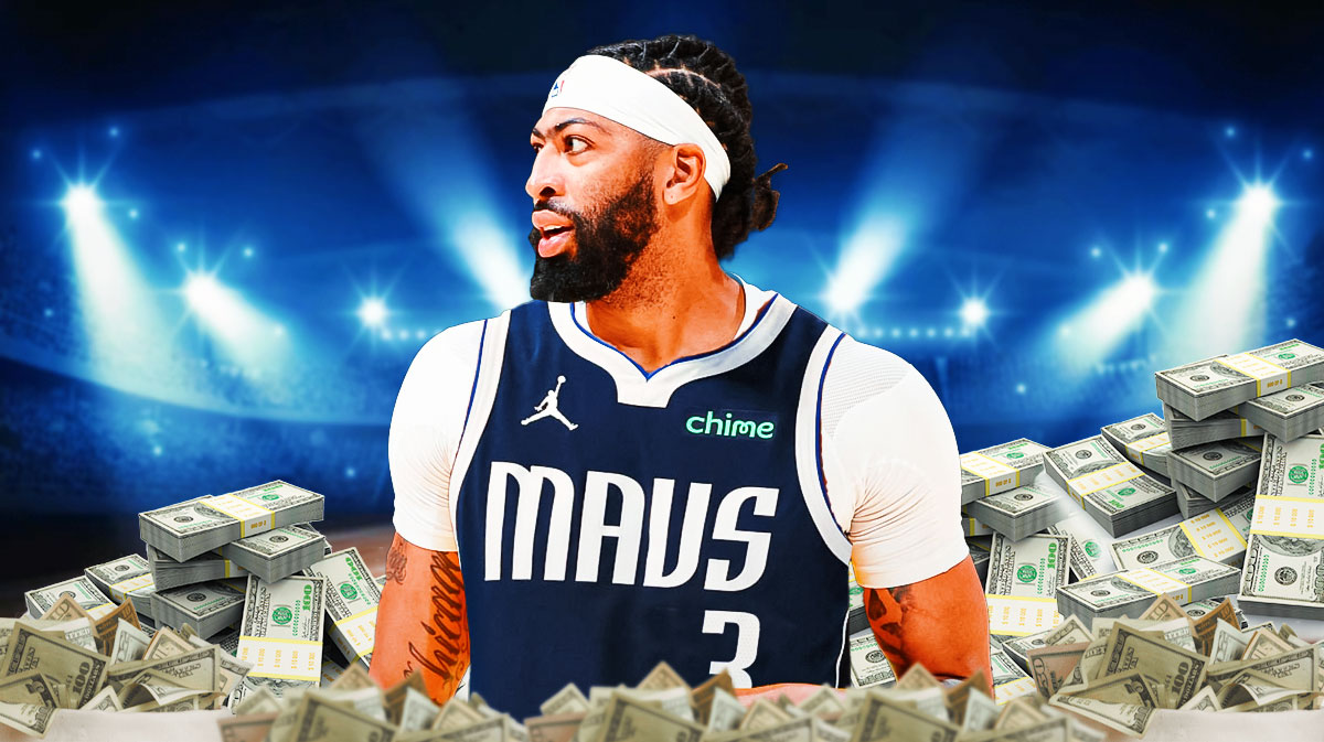 Anthony Davis surrounded by piles of cash.