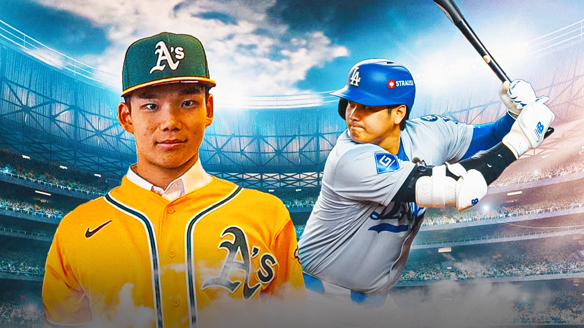 Shotaro Morii and Shohei Ohtani side-by-side, one of them pitching and one of them hitting